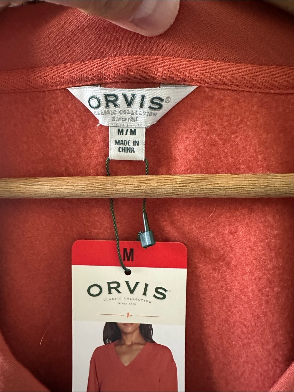 Orvis Women's V-Neck Sweater in Rust Orange - Picture 3 of 4